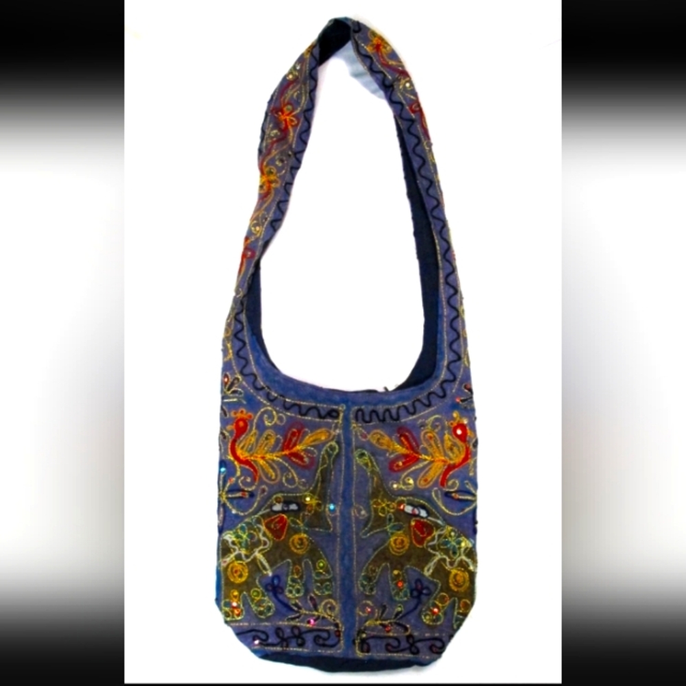 SHANGRI-LA Canvas Handbag Tote Shoulder Bag Women Casual Indian Hobo  '13x14'